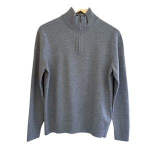 Banana Republic Men’s Merino Half Zip Sweater by Baruffa Charcoal Size Large‎